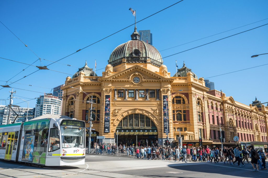 Flinders street station, Melbourne, Australie.