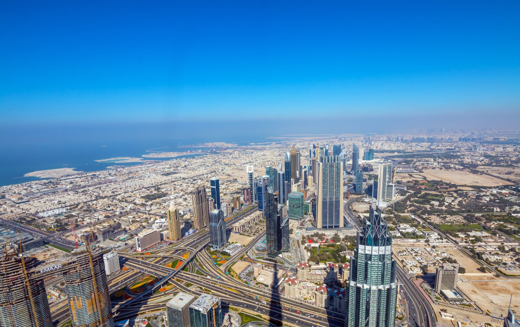 Vue sur le quartier Downtown depuis le Burj Khalifa, Dubaï