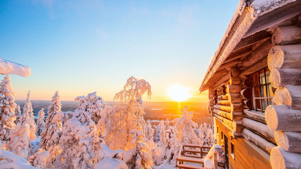 Séjour dans un chalet de bois en Laponie